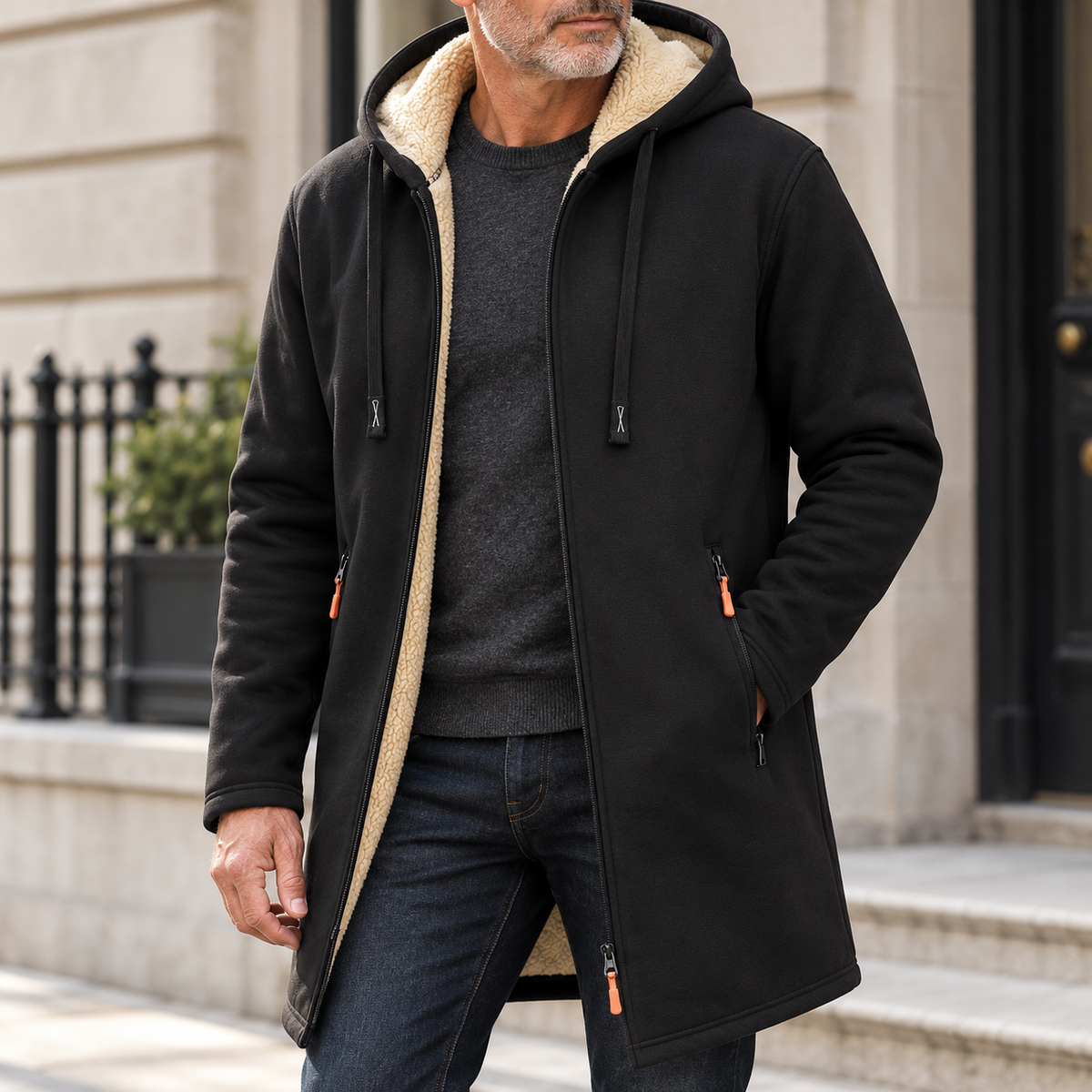 Velluto | Men's Hooded Mid-Length Coat