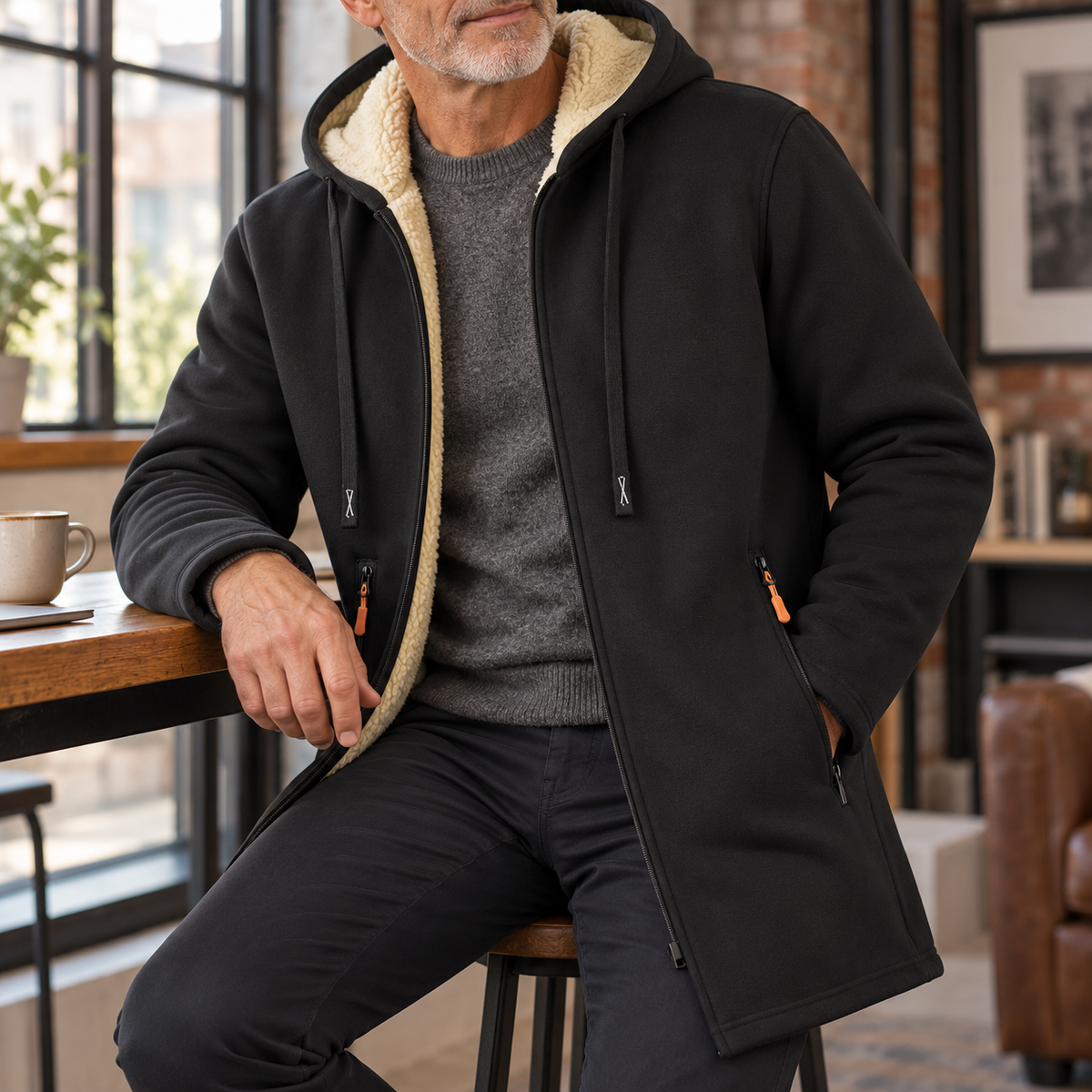 Velluto | Men's Hooded Mid-Length Coat