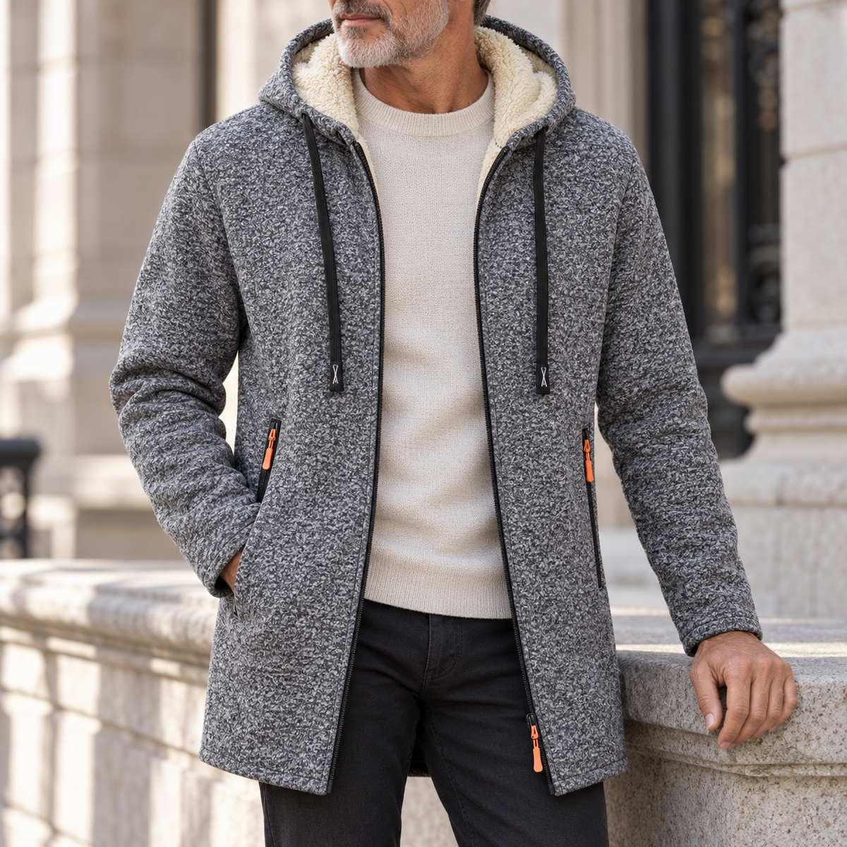 Velluto | Men's Hooded Mid-Length Coat
