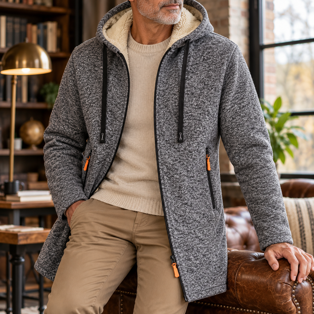 Velluto | Men's Hooded Mid-Length Coat