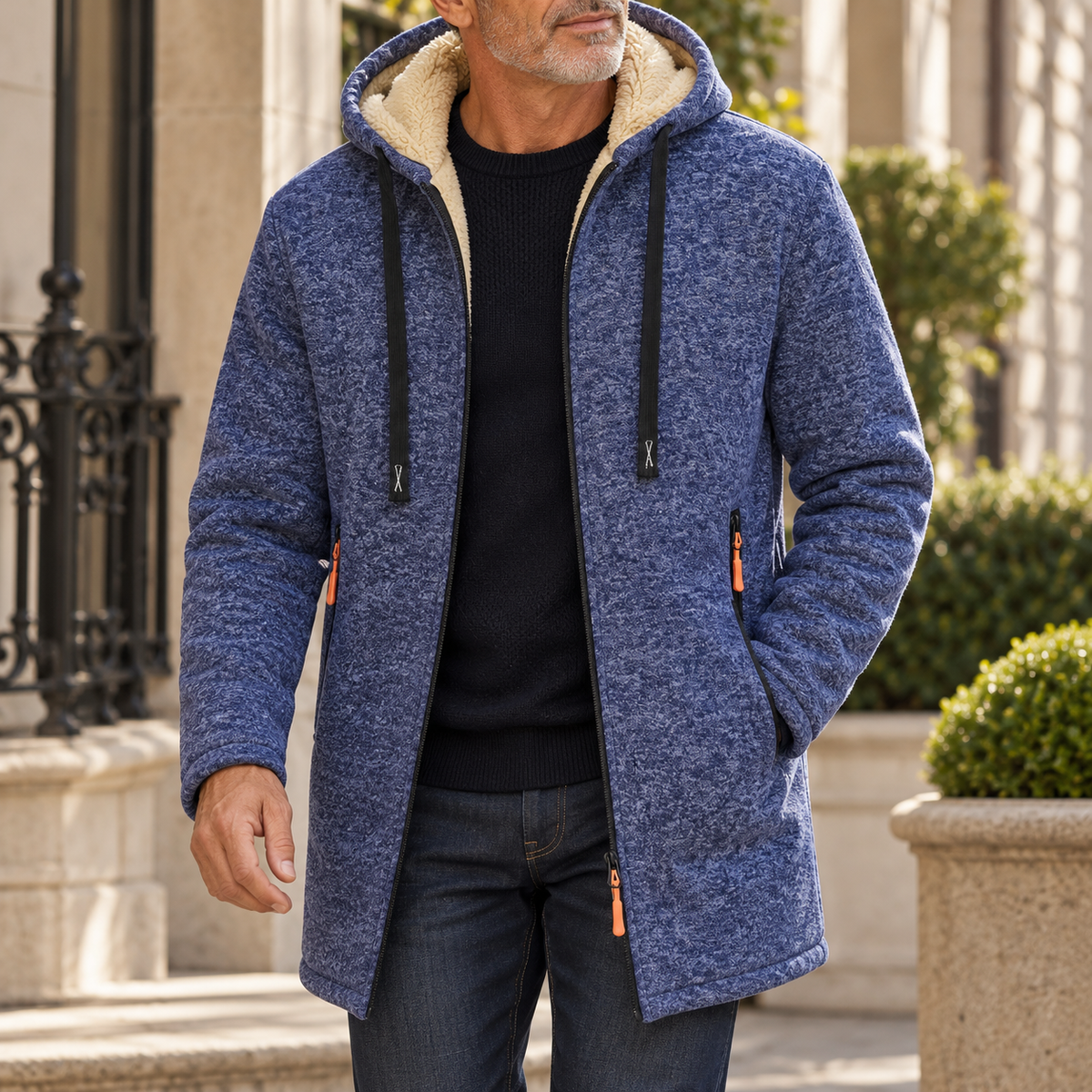 Velluto | Men's Hooded Mid-Length Coat