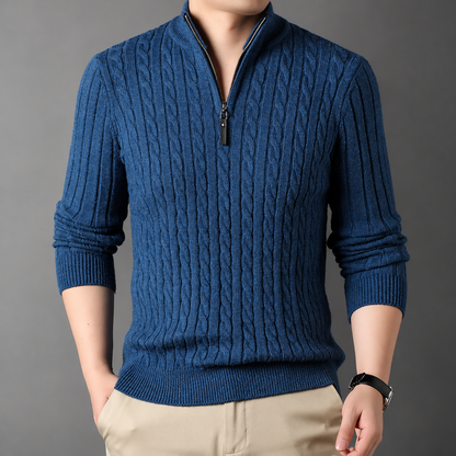 Lorenzo | Men's Cable Knit Half-Zip Sweater