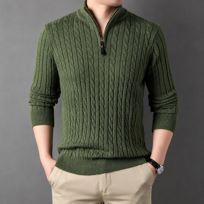 Lorenzo | Men's Cable Knit Half-Zip Sweater