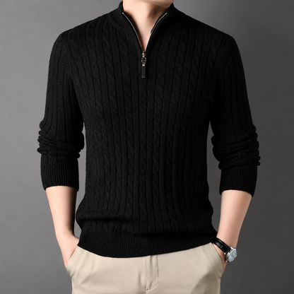 Lorenzo | Men's Cable Knit Half-Zip Sweater