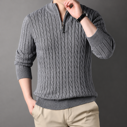 Lorenzo | Men's Cable Knit Half-Zip Sweater