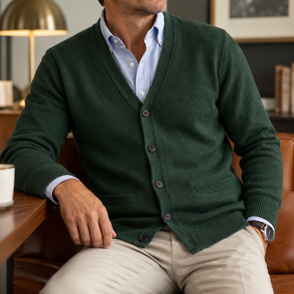 Vittorio | Men's Knitted Mandarin Collar Cardigan