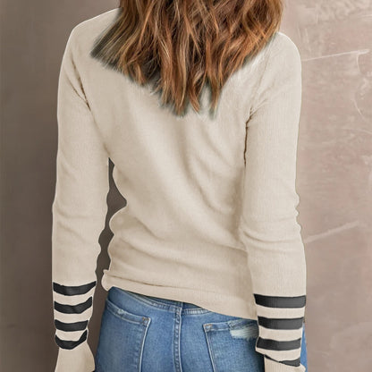 Celeste | Women's Striped-Sleeve Sweater