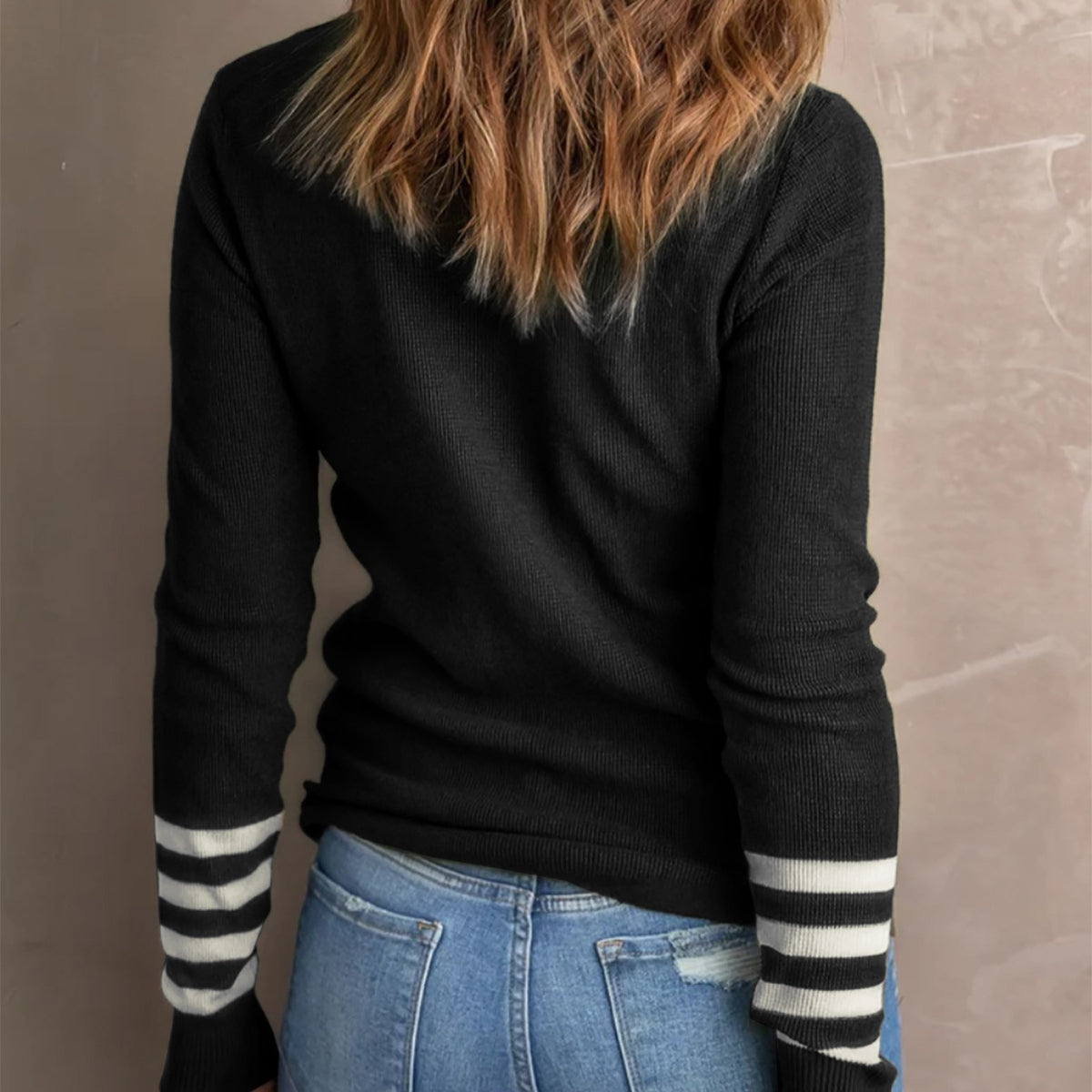 Celeste | Women's Striped-Sleeve Sweater