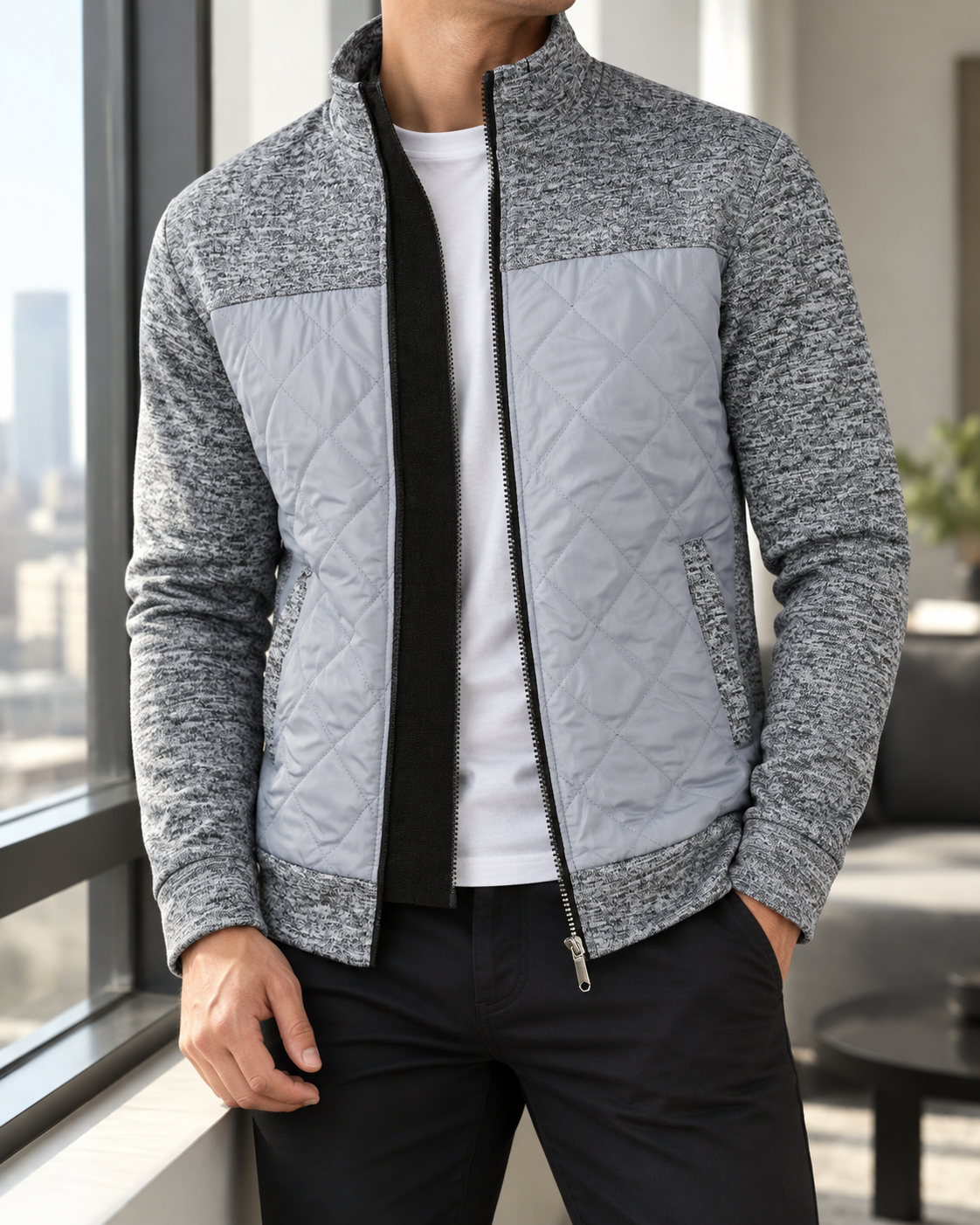 Matteo | Men's Stand Collar Zip Knit Jacket