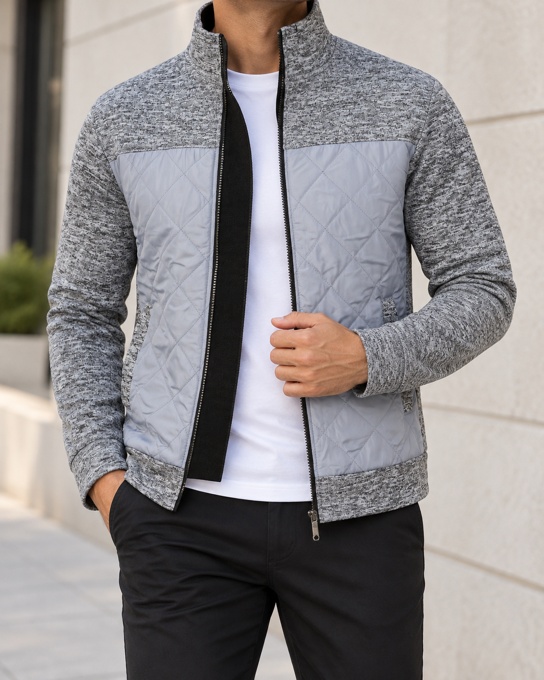 Matteo | Men's Stand Collar Zip Knit Jacket