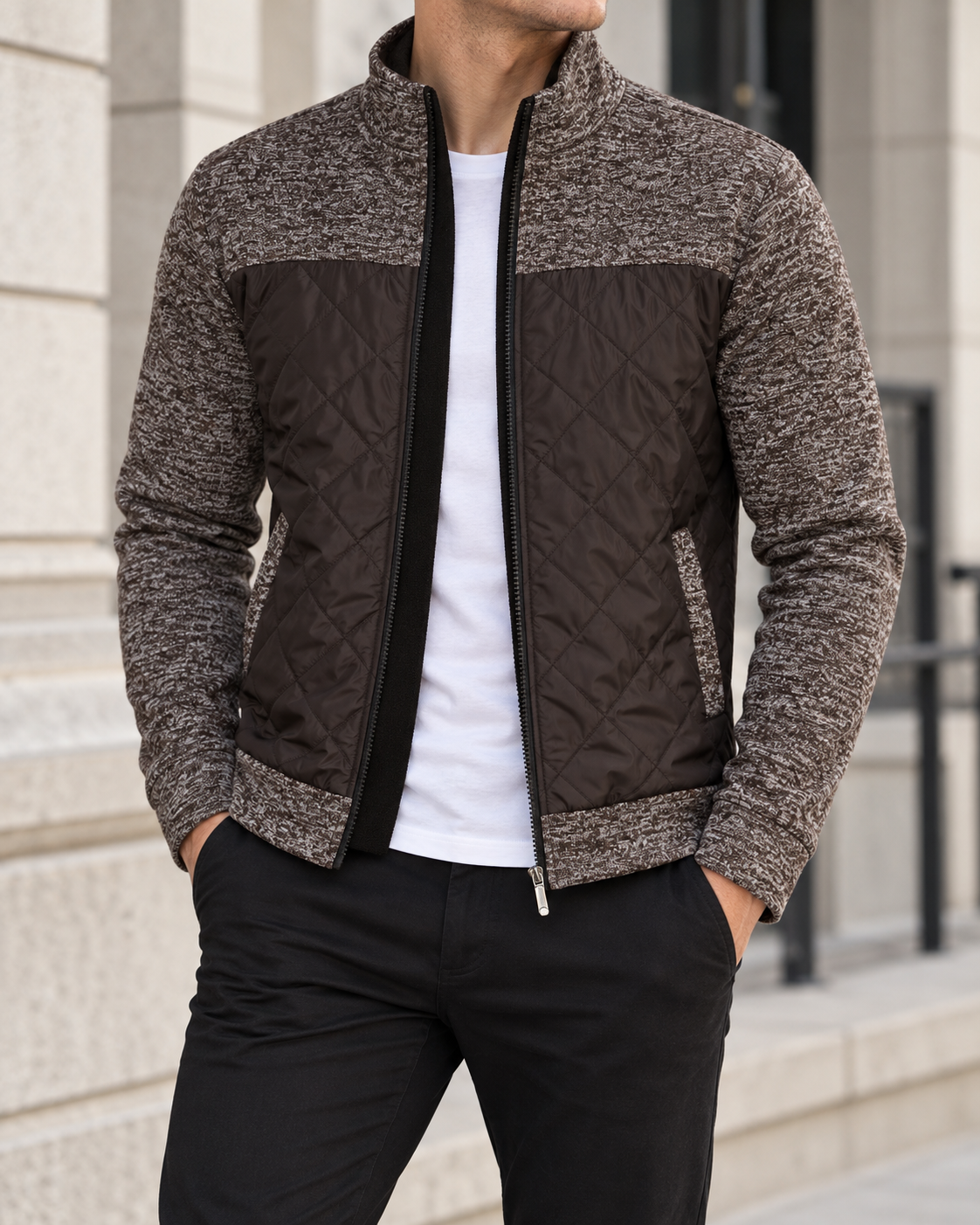 Matteo | Men's Stand Collar Zip Knit Jacket