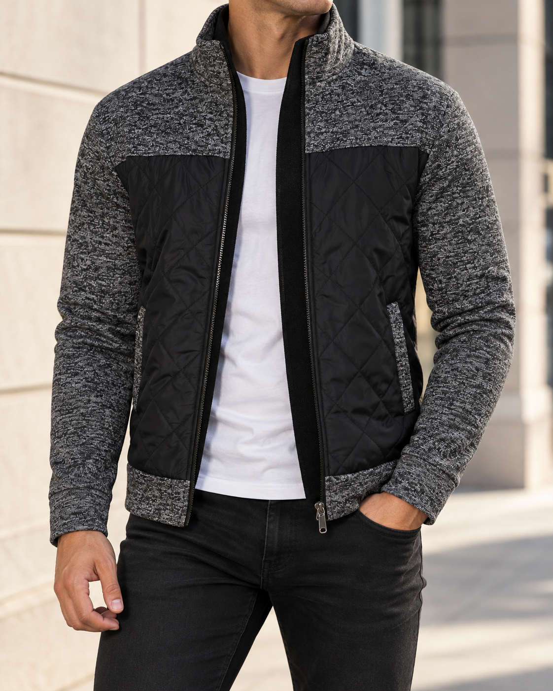 Matteo | Men's Stand Collar Zip Knit Jacket