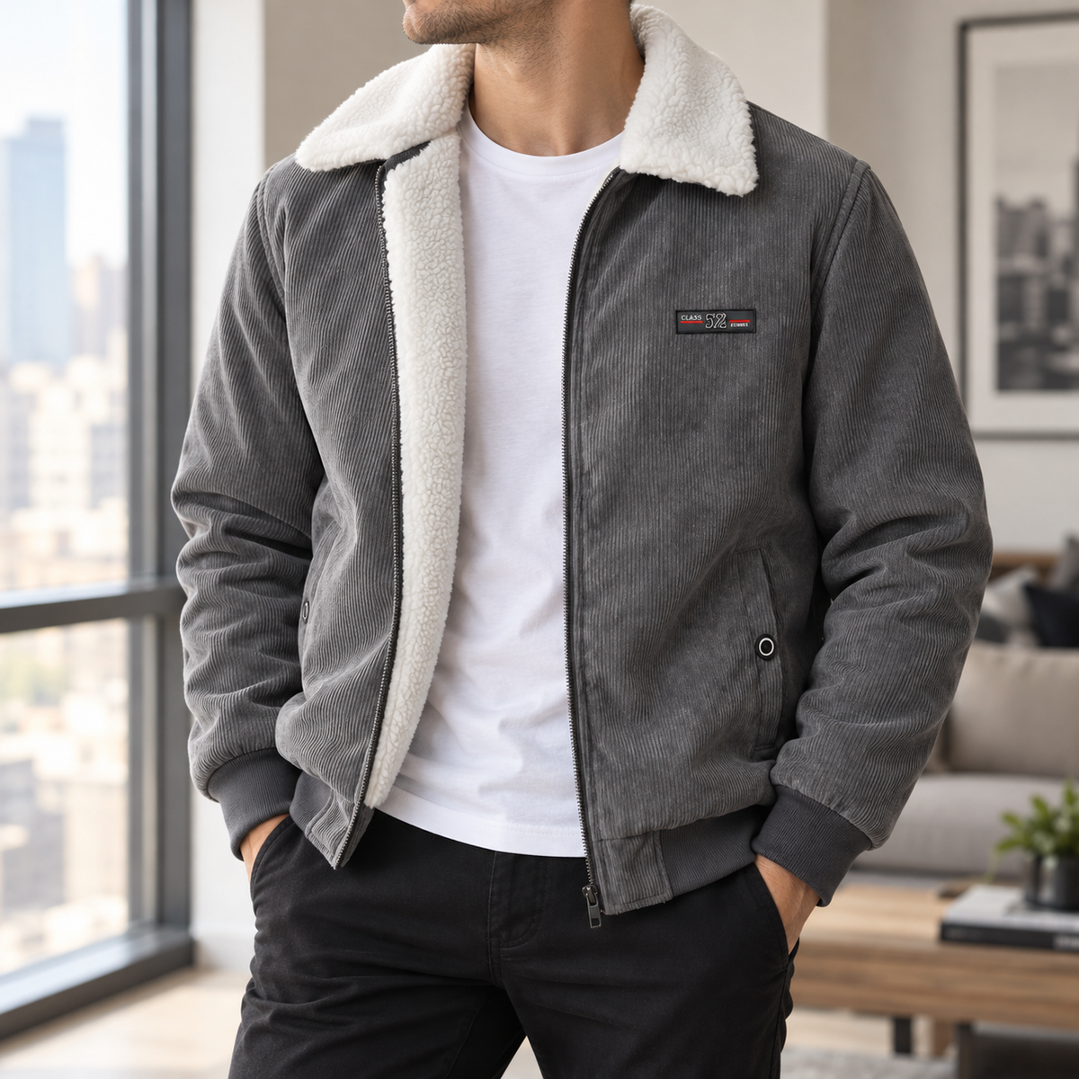 Enzo | Men's Corduroy Zip Jacket