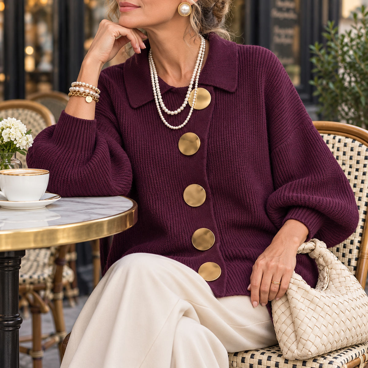 Valentina | Women's Collared Knit Cardigan