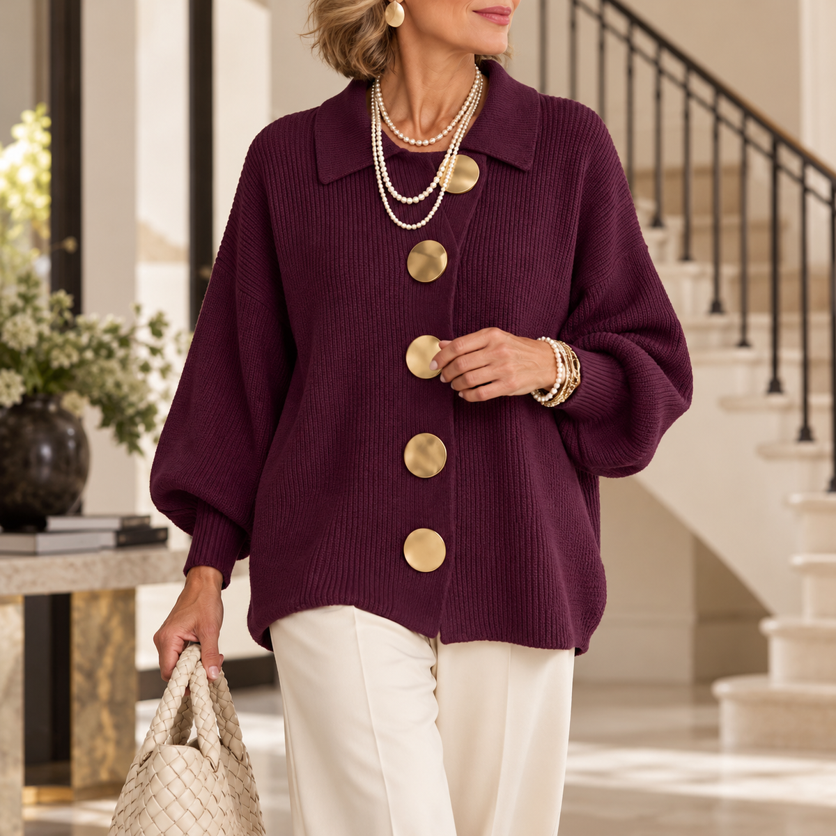 Valentina | Women's Collared Knit Cardigan