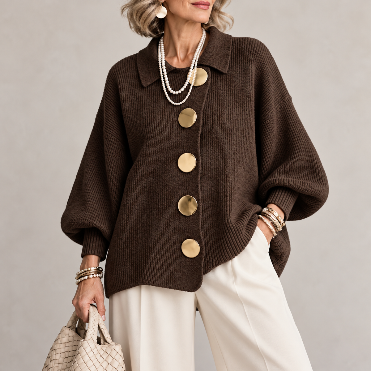 Valentina | Women's Collared Knit Cardigan