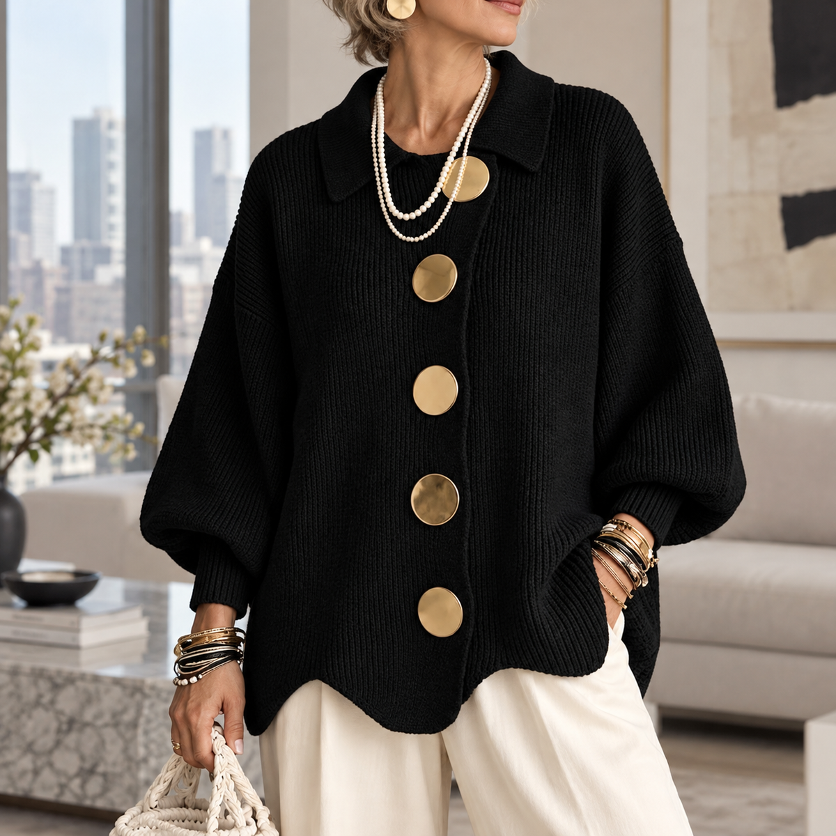Valentina | Women's Collared Knit Cardigan