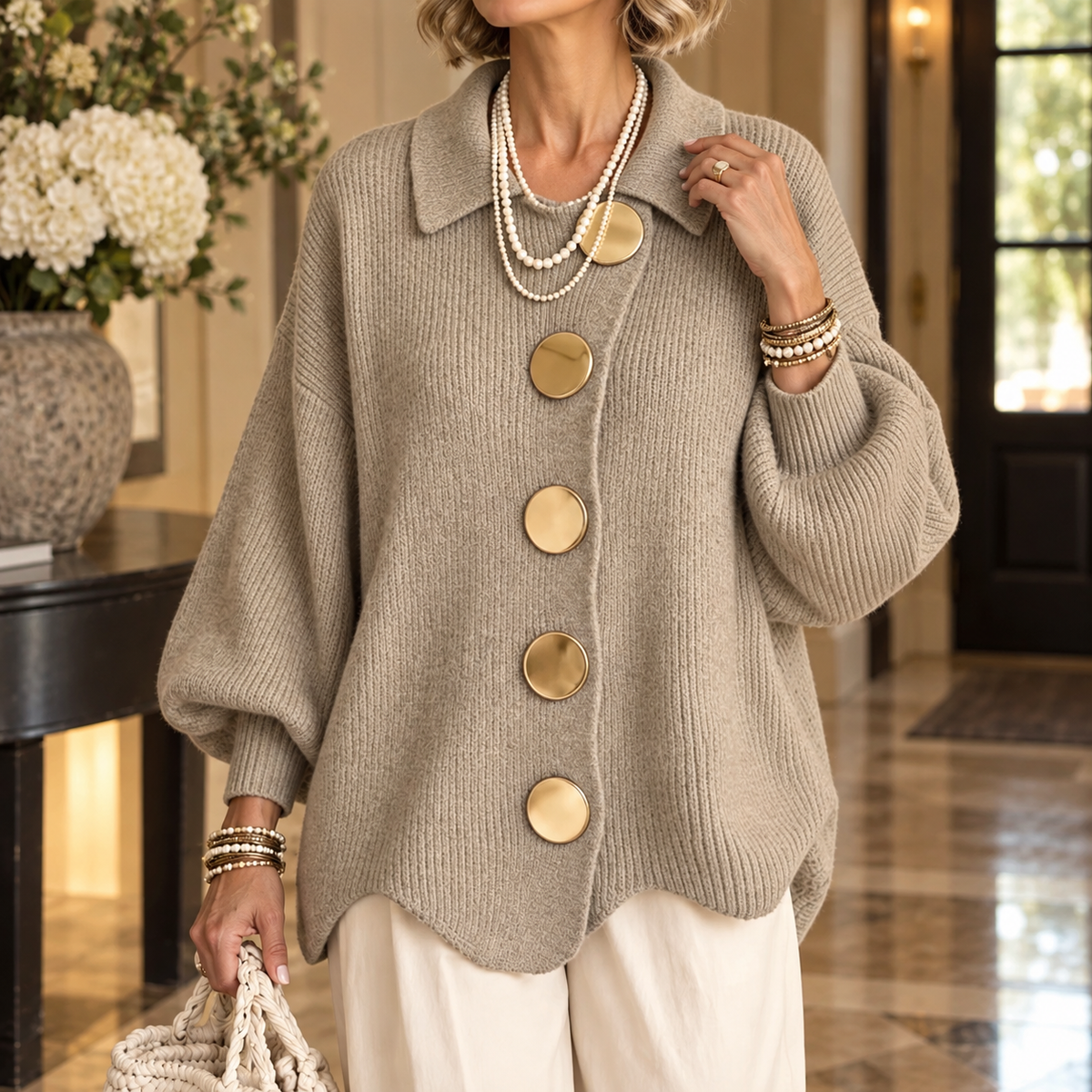 Valentina | Women's Collared Knit Cardigan