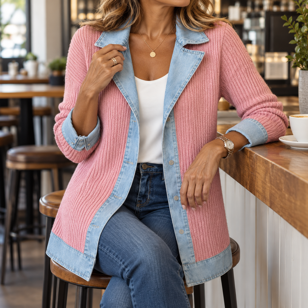 Camilla | Women's Layered Denim-Effect Jacket