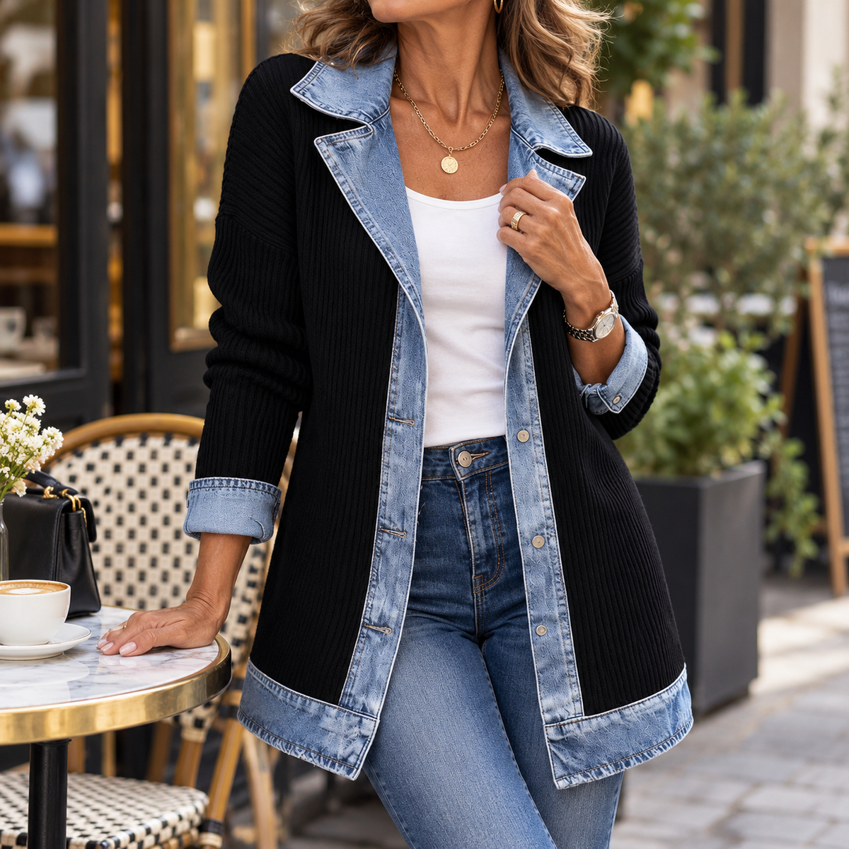 Camilla | Women's Layered Denim-Effect Jacket