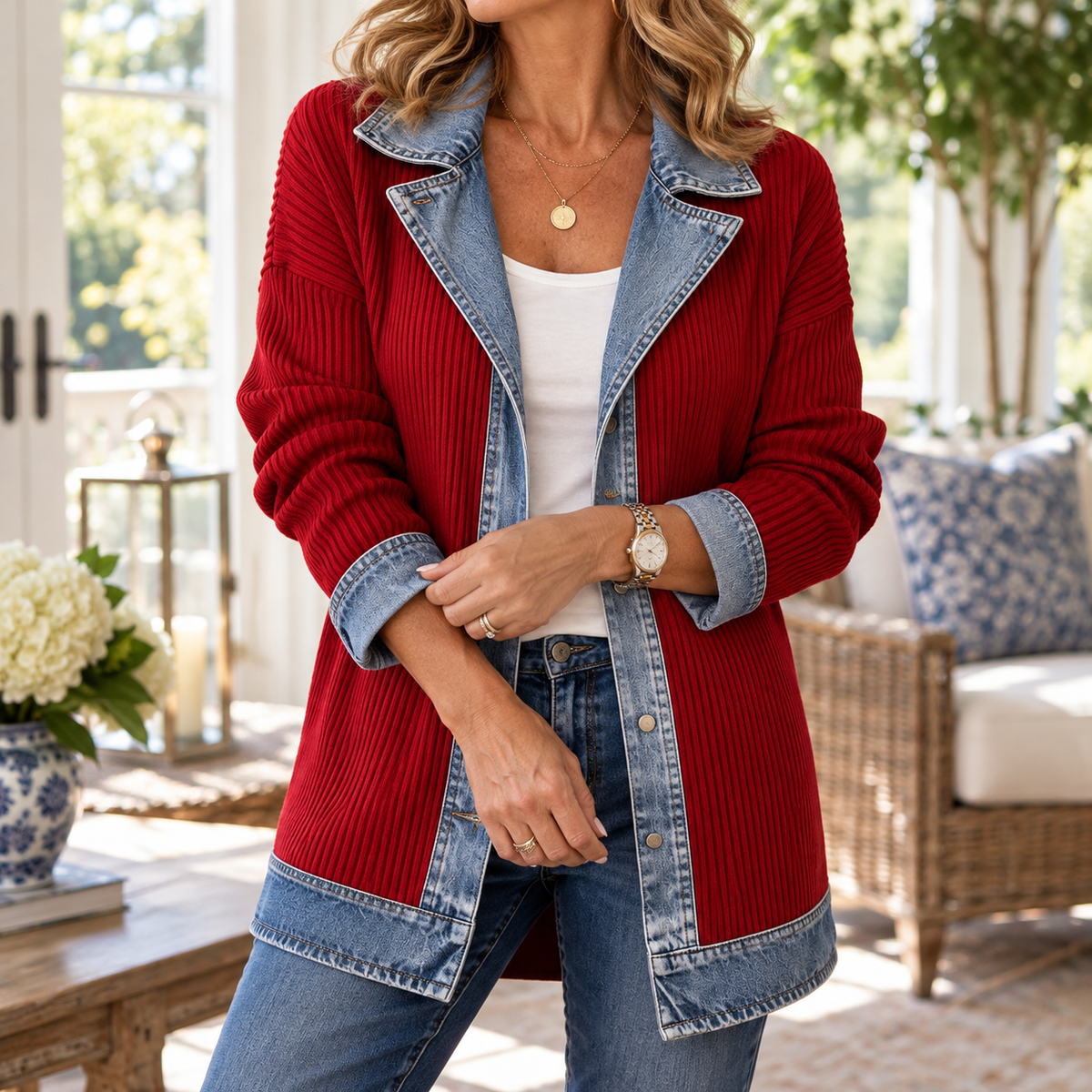 Camilla | Women's Layered Denim-Effect Jacket