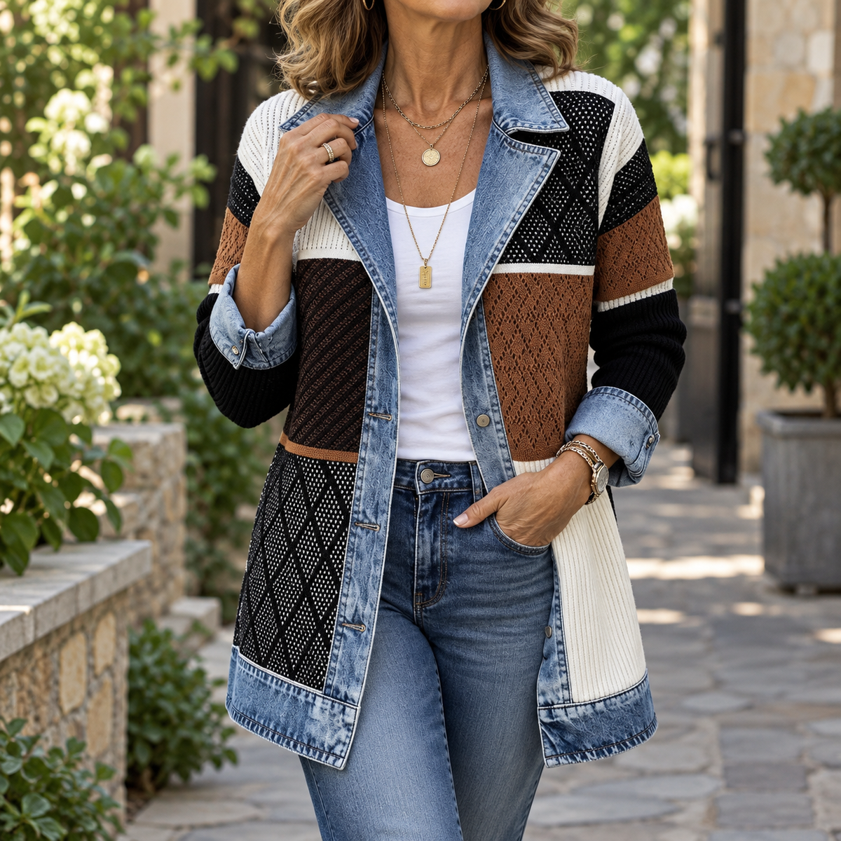 Camilla | Women's Layered Denim-Effect Jacket