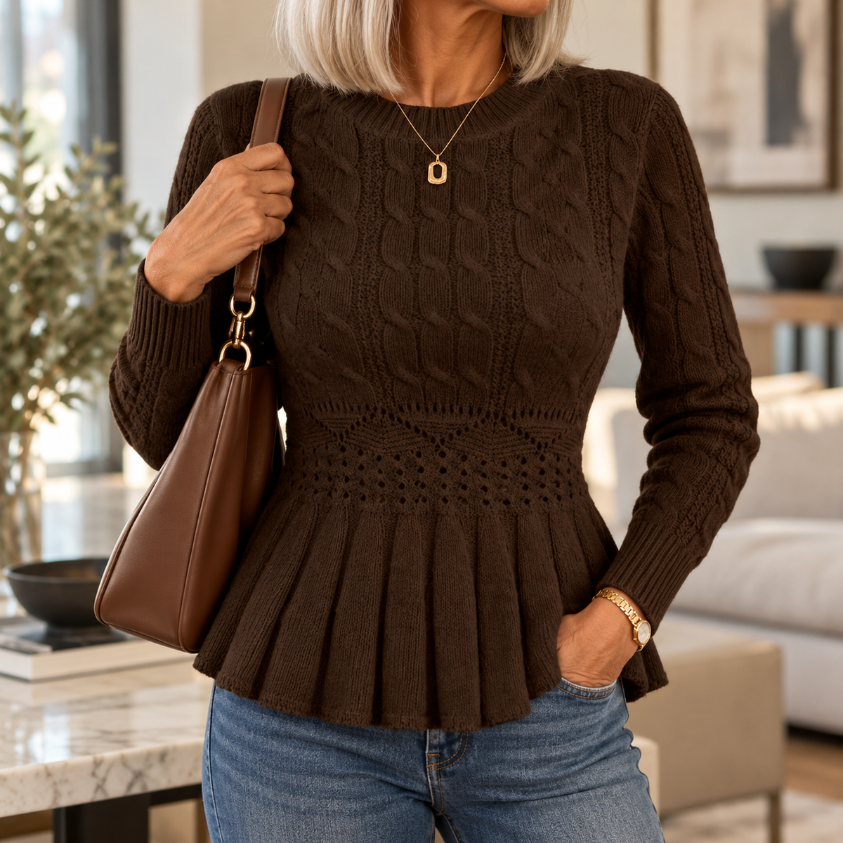 Fiorella | Women's Slimming Pleated Sweater Top