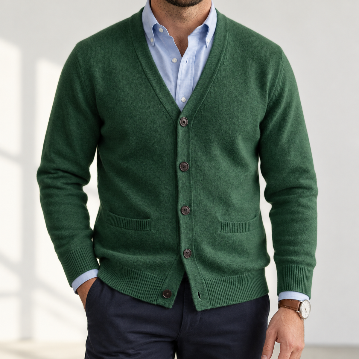 Vittorio | Men's Knitted Mandarin Collar Cardigan