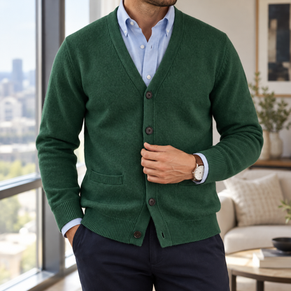 Vittorio | Men's Knitted Mandarin Collar Cardigan