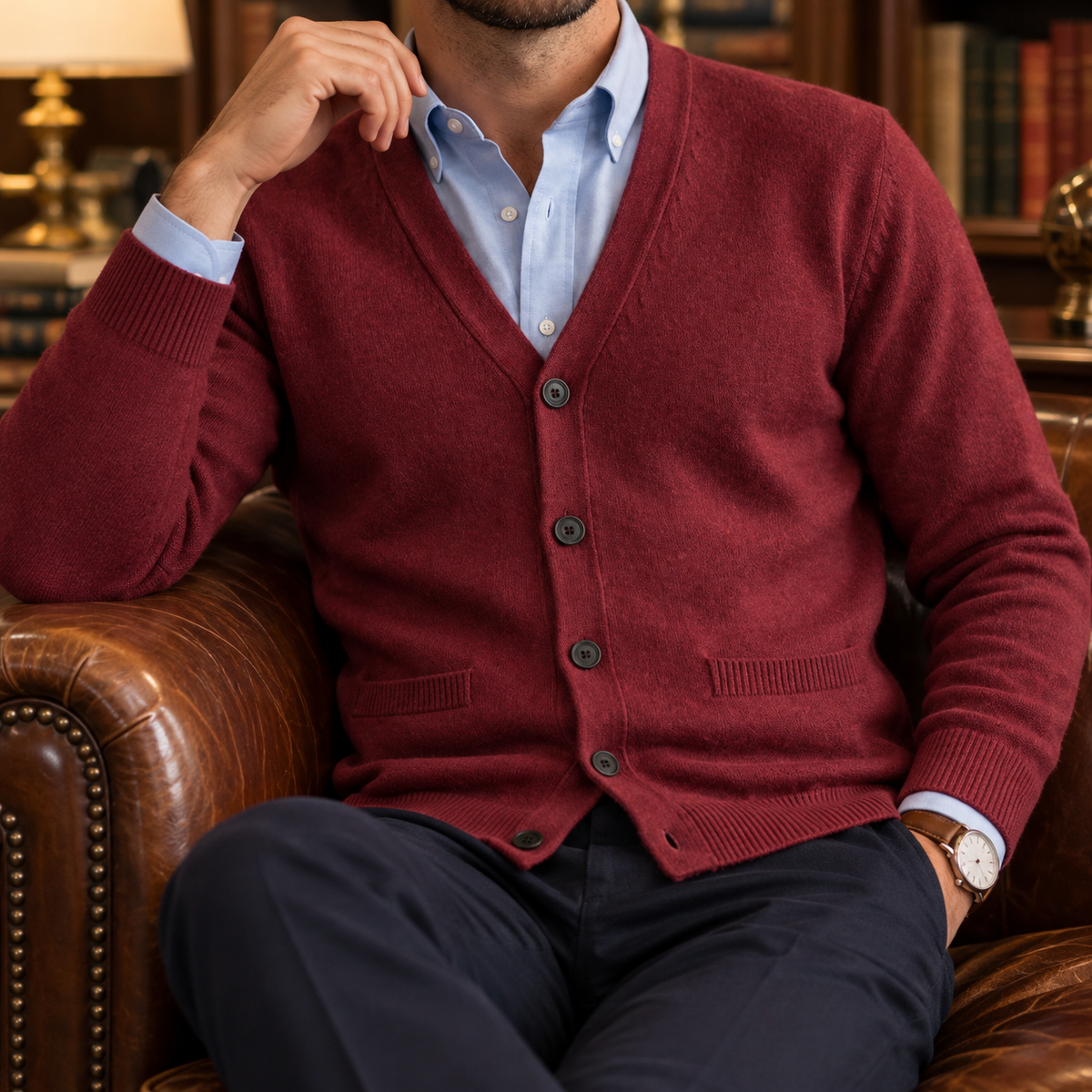 Vittorio | Men's Knitted Mandarin Collar Cardigan