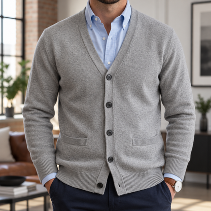 Vittorio | Men's Knitted Mandarin Collar Cardigan