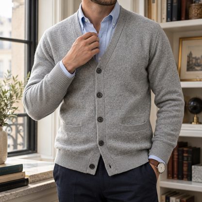 Vittorio | Men's Knitted Mandarin Collar Cardigan