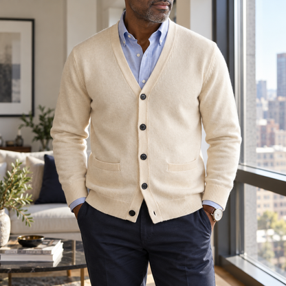 Vittorio | Men's Knitted Mandarin Collar Cardigan