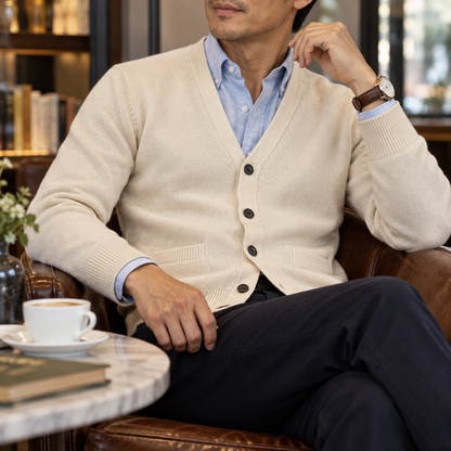 Vittorio | Men's Knitted Mandarin Collar Cardigan