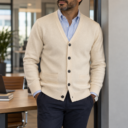 Vittorio | Men's Knitted Mandarin Collar Cardigan
