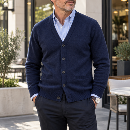 Vittorio | Men's Knitted Mandarin Collar Cardigan