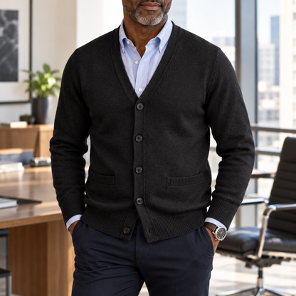 Vittorio | Men's Knitted Mandarin Collar Cardigan
