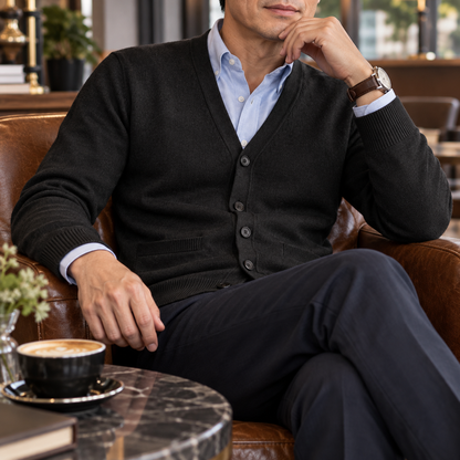 Vittorio | Men's Knitted Mandarin Collar Cardigan