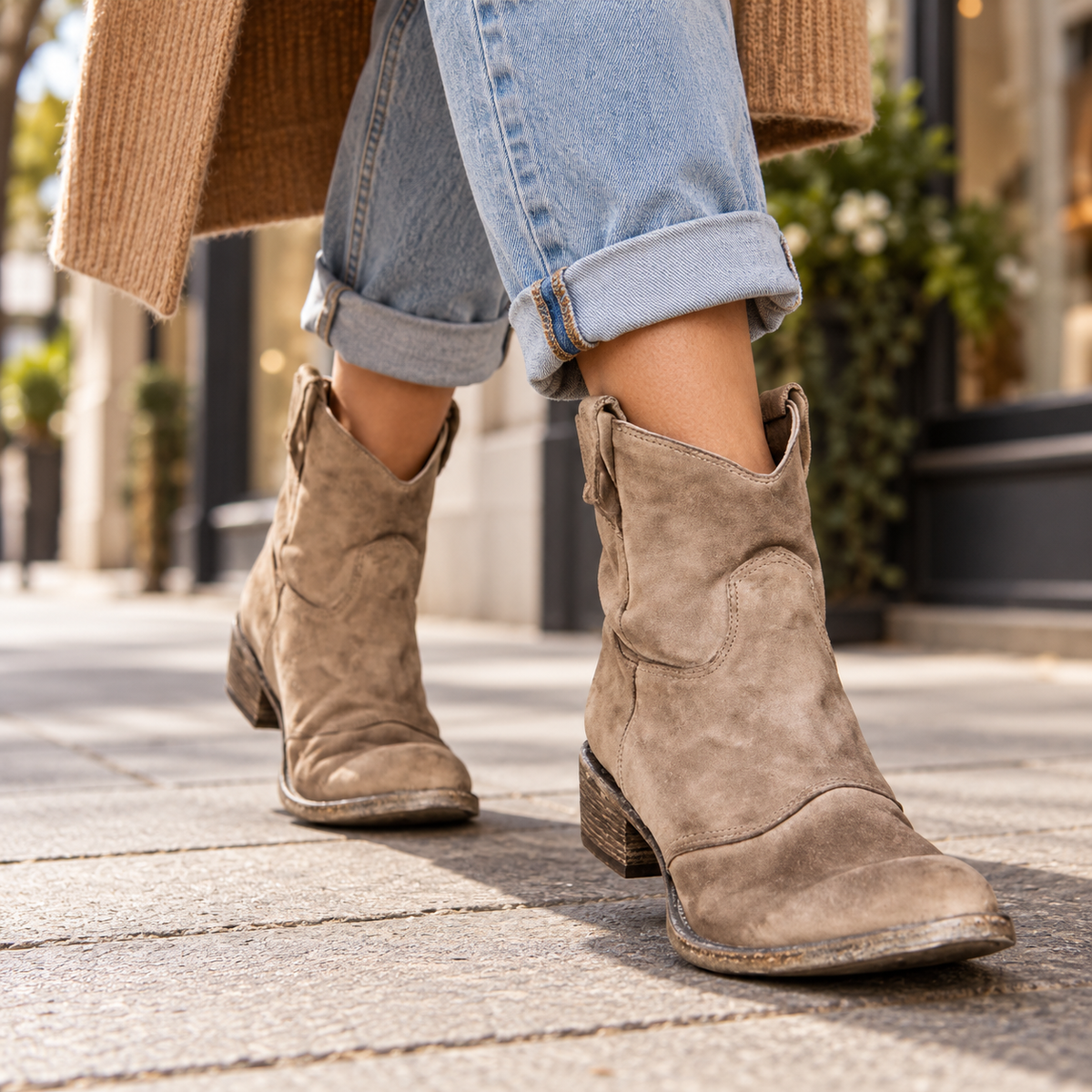 Belloria | Women's Suede Western Ankle Boots