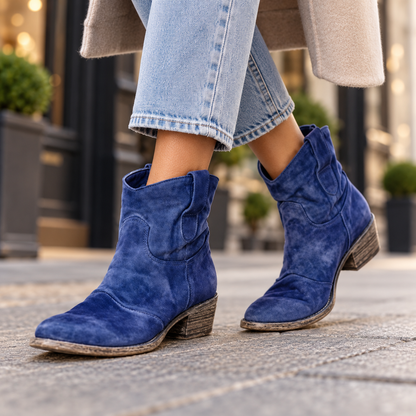 Belloria | Women's Suede Western Ankle Boots
