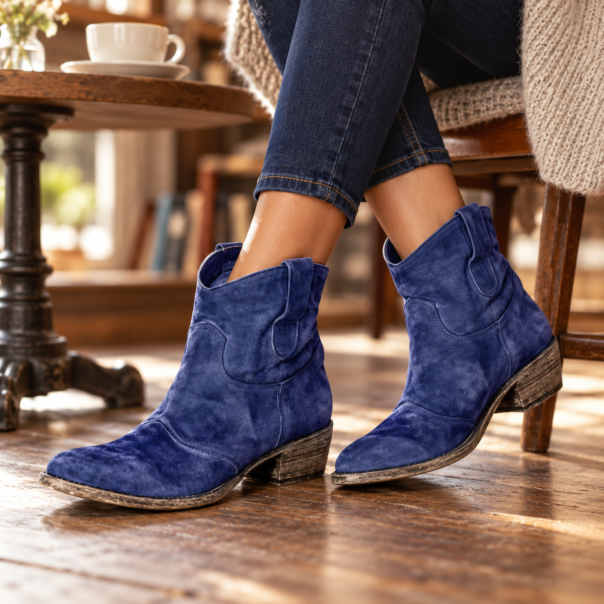 Belloria | Women's Suede Western Ankle Boots