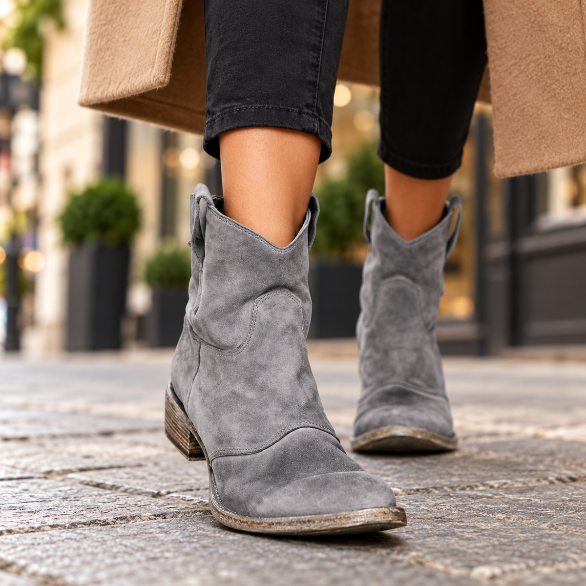 Belloria | Women's Suede Western Ankle Boots