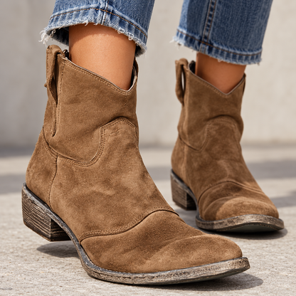 Belloria | Women's Suede Western Ankle Boots