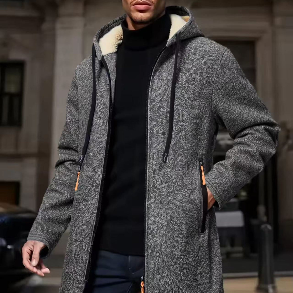 Velluto | Men's Hooded Mid-Length Coat
