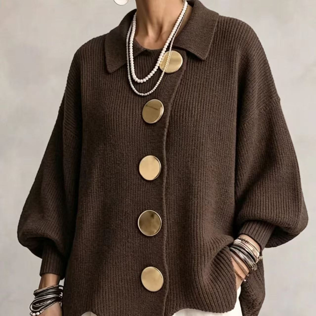 Valentina | Women's Collared Knit Cardigan