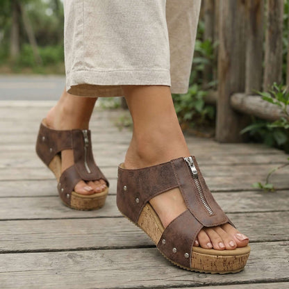 Sierra Zip Wedge Sandals