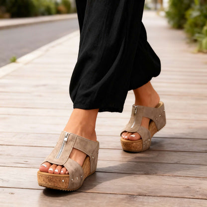Sierra Zip Wedge Sandals