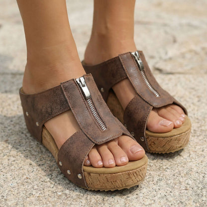 Sierra Zip Wedge Sandals