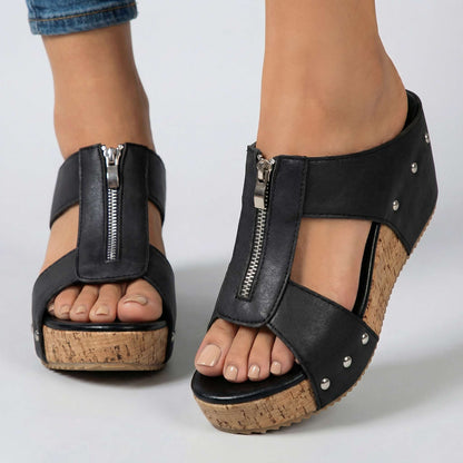 Sierra Zip Wedge Sandals