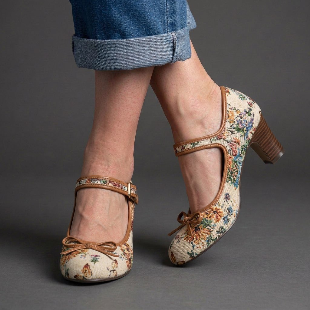 Violetta Floral Mary Jane Heels